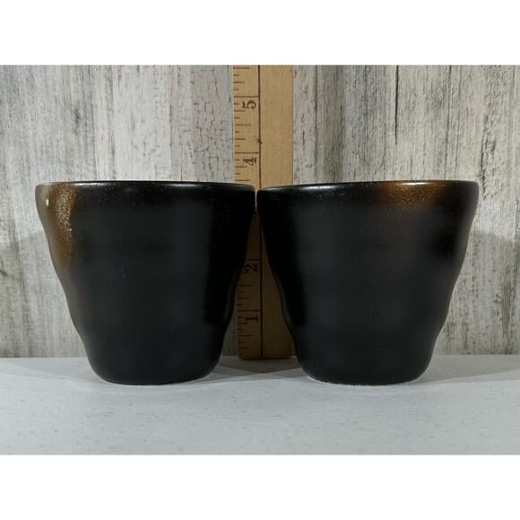 Japanese Ceramic Tea Cups Yunomi Set Two Pair Coffee Brown Beige Mug Vintage‎ - Picture 5 of 12